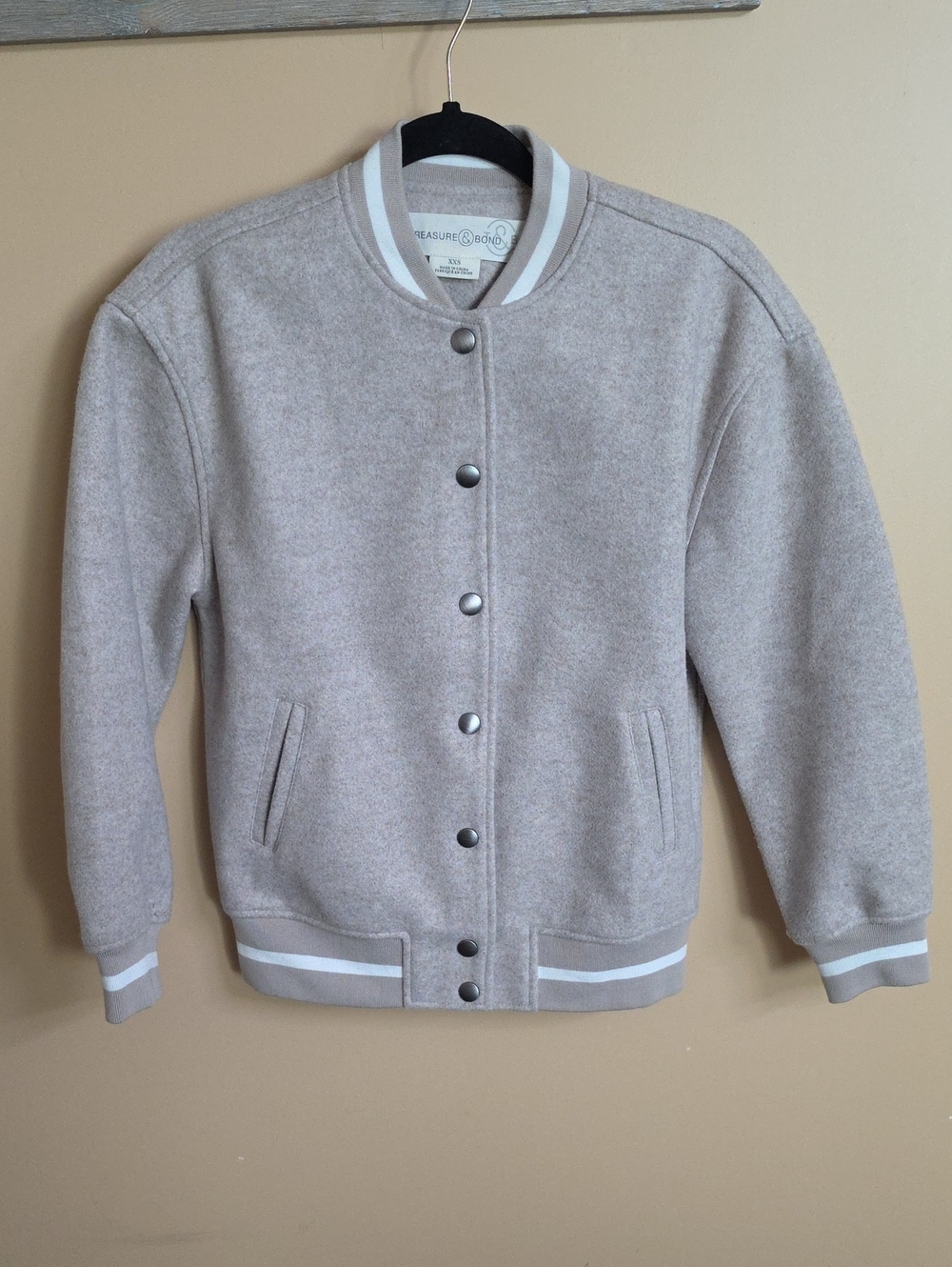 Women's Treasure & Bond Light Gray Bomber Varsity Jacket